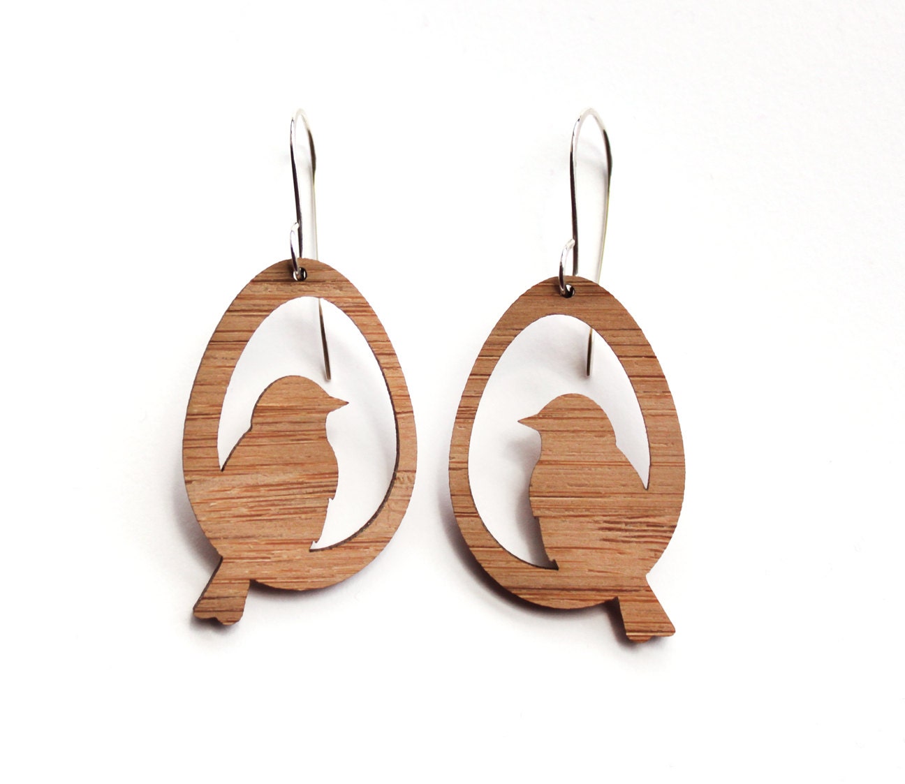 Bamboo Earrings - Bird Perch - lightweight eco-friendly
