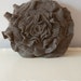 Wool Cashmere Ruffle Rose Pillow in Cableknit Taupe. Eco friendly recycled materials. 16" medium