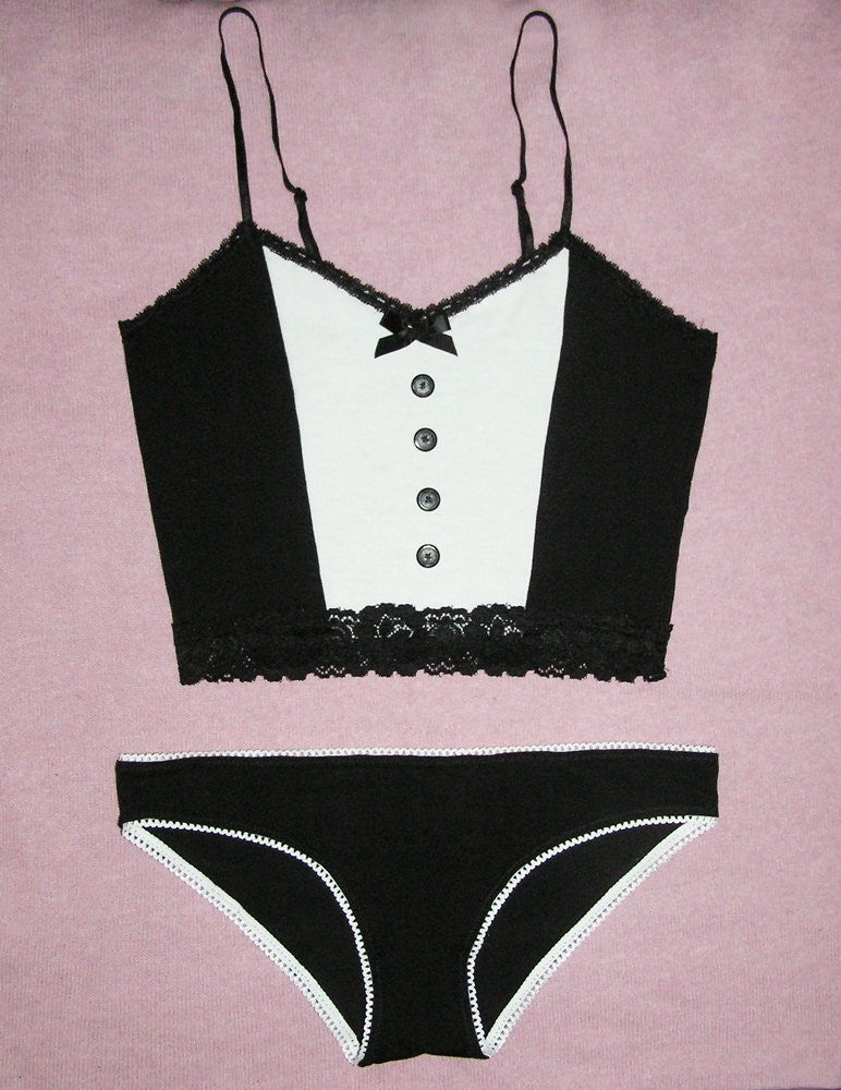 Tuxedo cami and panty set