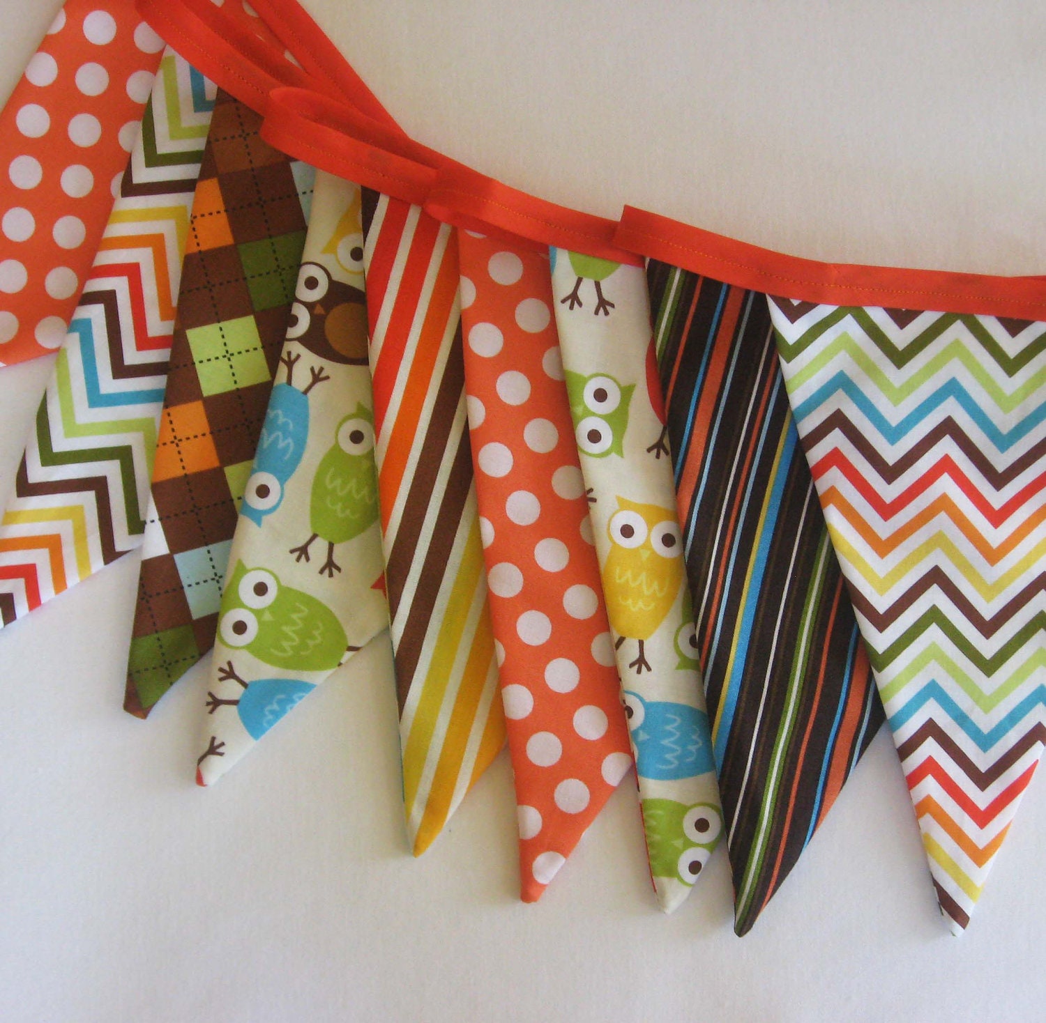Urban Owls Fabric Bunting Banner - Party Flags or Room Decor