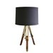Vintage wood and brass tripod table lamp