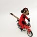 Biker meerkat with red and black BMW Motorbike, motorbiker, knitted meerkat, knitted biker, knitted motorbiker, ooak