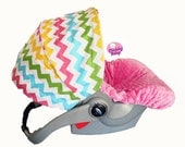 Infant Car Seat Cover- Rainbow Chevron