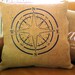 Navy Compass  Burlap 18x18 Decorative Pillow Cover, Throw Pillow ,Toss Pillow, Accent Pillow