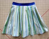 Calypso Stripe Aline Party Skirt Small Cool Colors Blue Green White