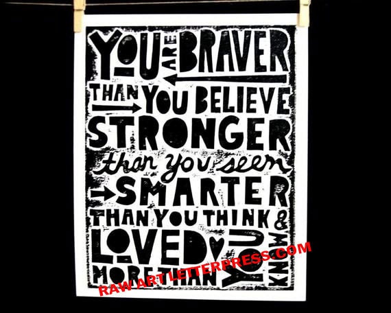 Inspirational quote necklace - You are braver than you believe - Inspirational jewelry graduation