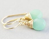 Mint Green Earrings, Aventurine Drop Earrings, Green Dangle Earrings