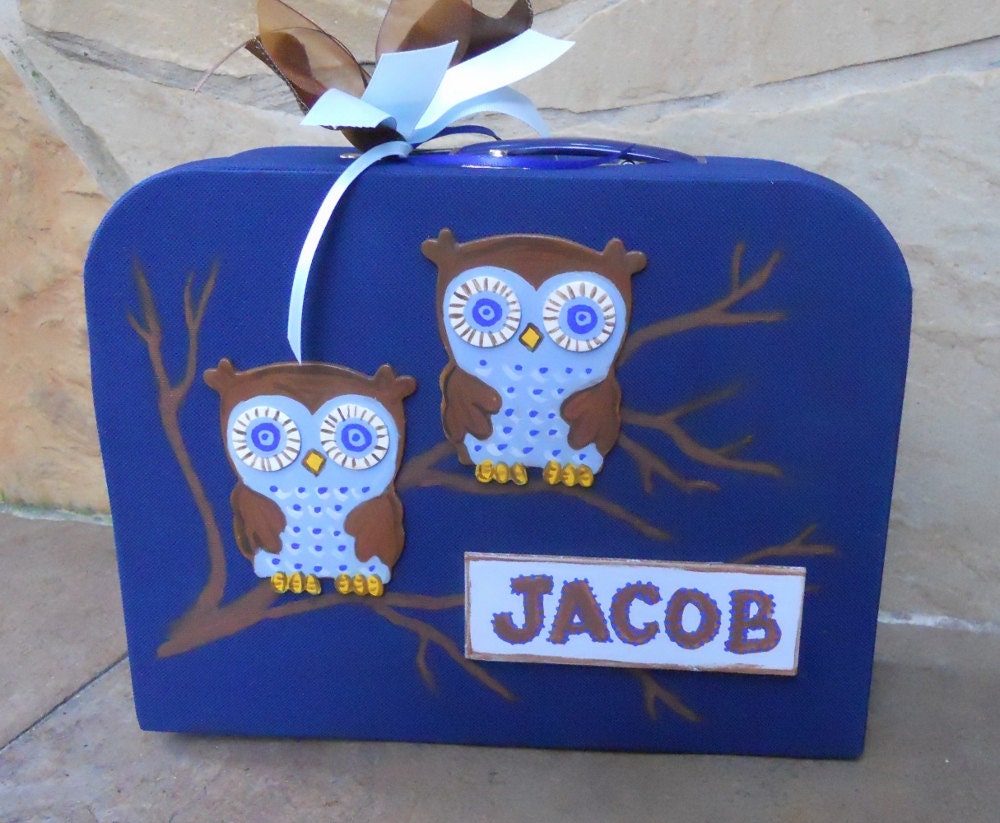 Owl Suitcase Storage Box Personalized