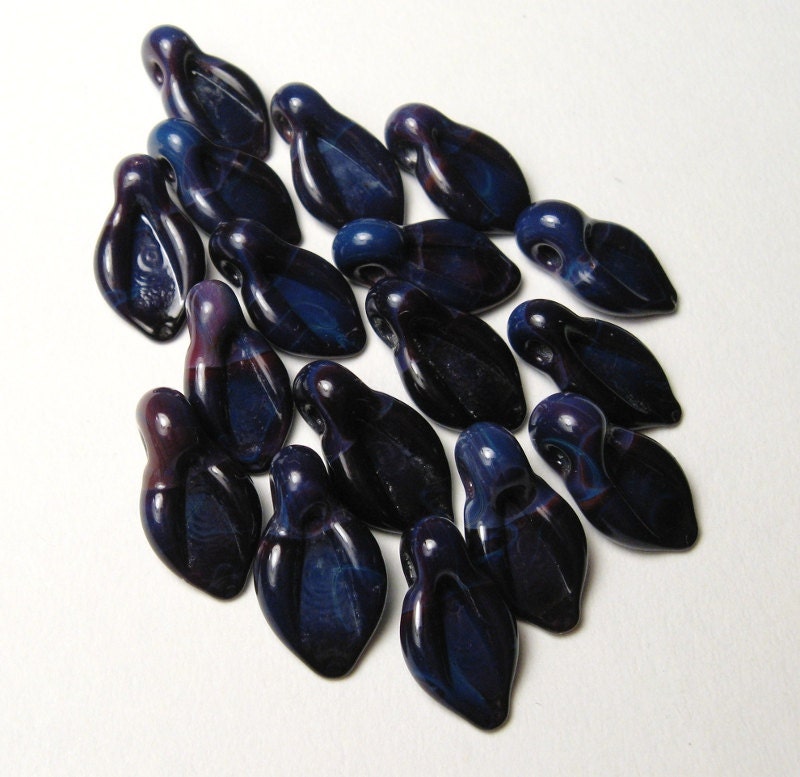 LEAF BEADS Lampwork Glass Beads handmade jewelry supplies artisan lamp work autumn nature