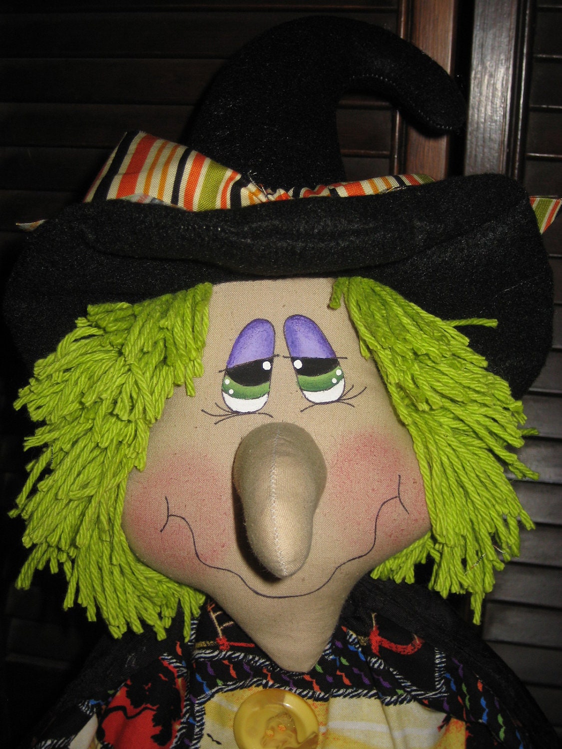 Primitive Hand crafted Halloween Gretchen the Witch Doll Ornie Tuck Shelf Sitter