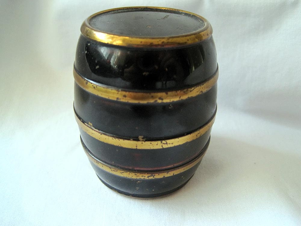 Vintage Tin Barrel Box