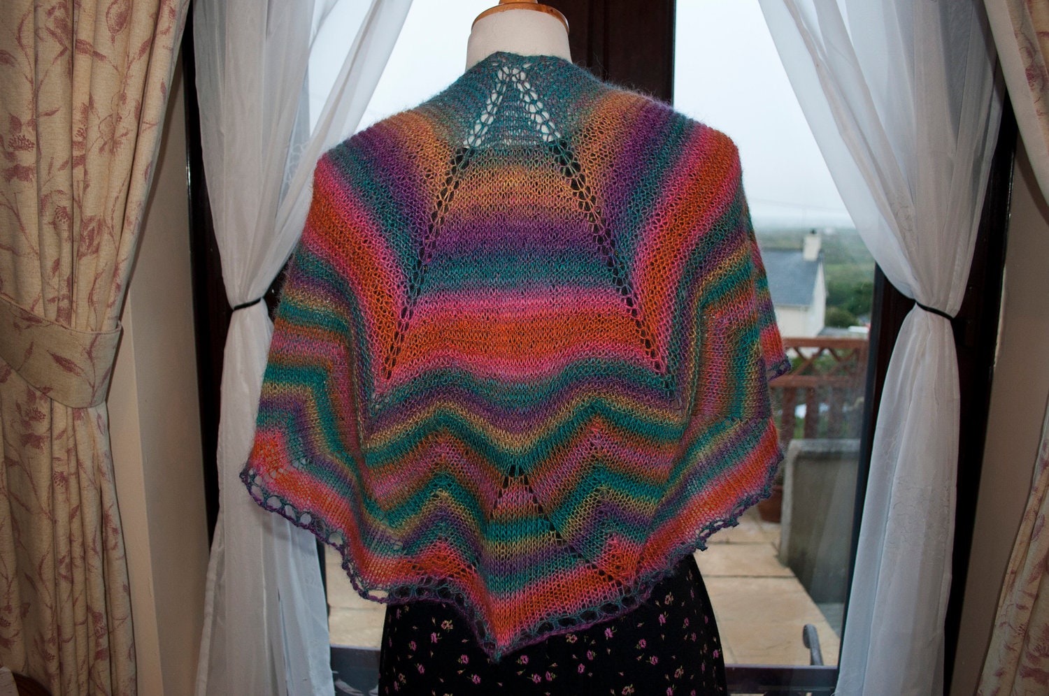Handknitted Shawl in Gorgeous Autumn Colours