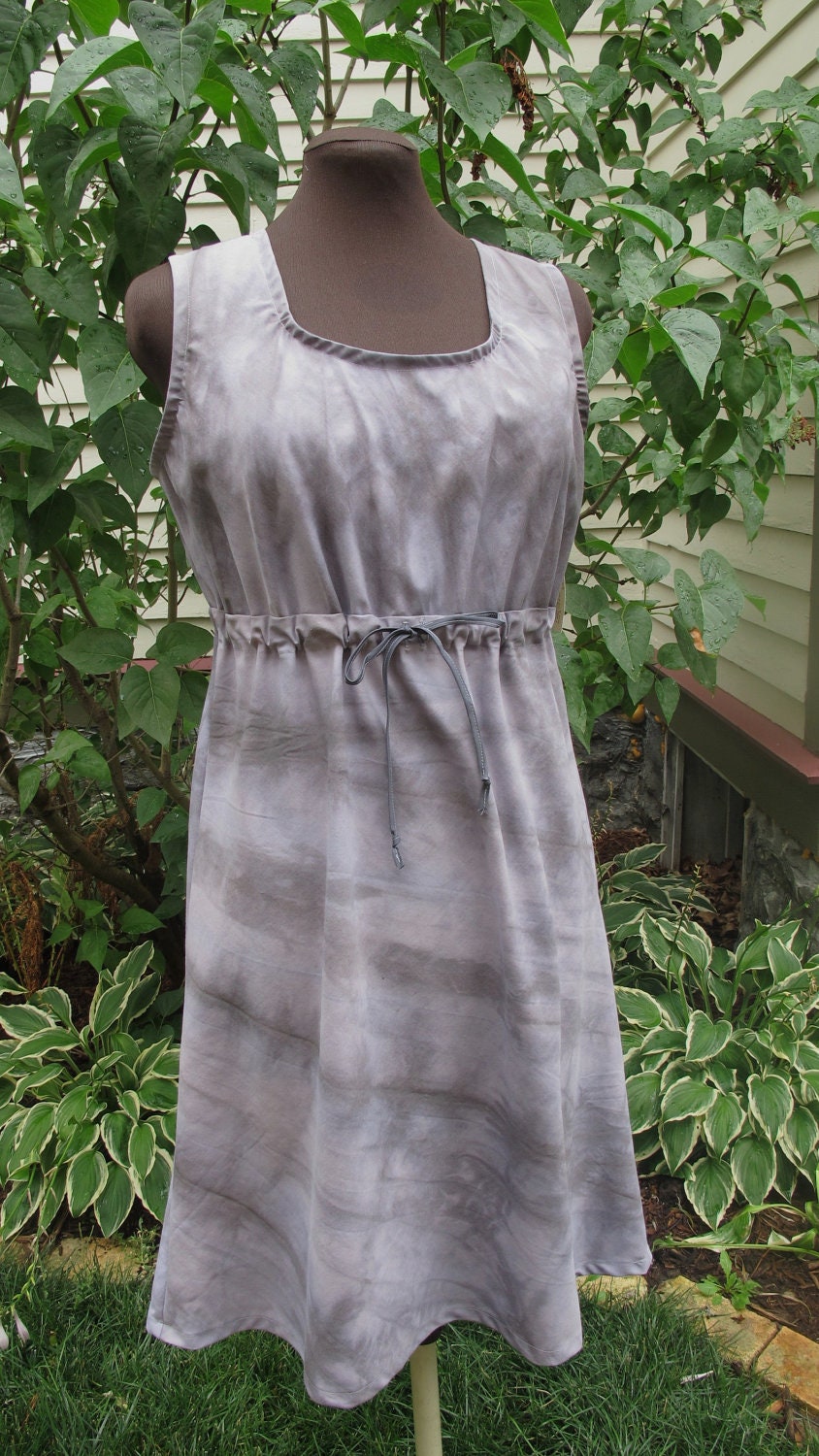 Sleeveless Dress - Gathered Empire Waist - Upcycled Tie Die Cotton - Size Small/Medium