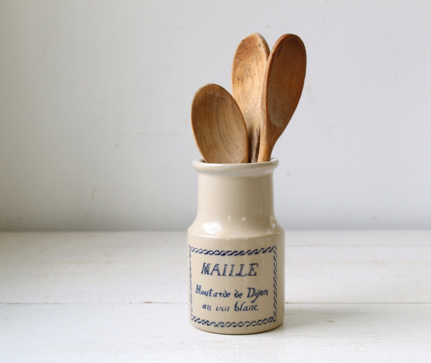 vintage mustard jar. French Maille earthenware crock, 1950s / rustic cottage farmhouse decor / the MOUTARDE jar