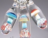 Glass Pendants Mushroom Beads lampwork focals shroom necklace - Glass Peace glass jewelry supplies (5611)