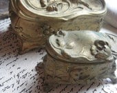 small WB mfg co art nouveau ormolu footed ring box jewelry box antique bronze piece