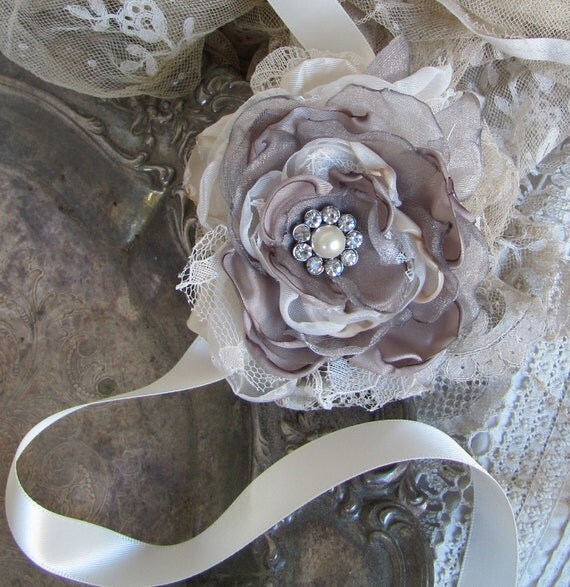 Wedding Wrist Corsage With Rhinestones and by BurlapandBlingStudio