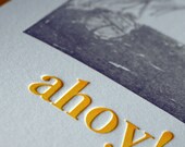 Ahoy pirate ship letterpress note card