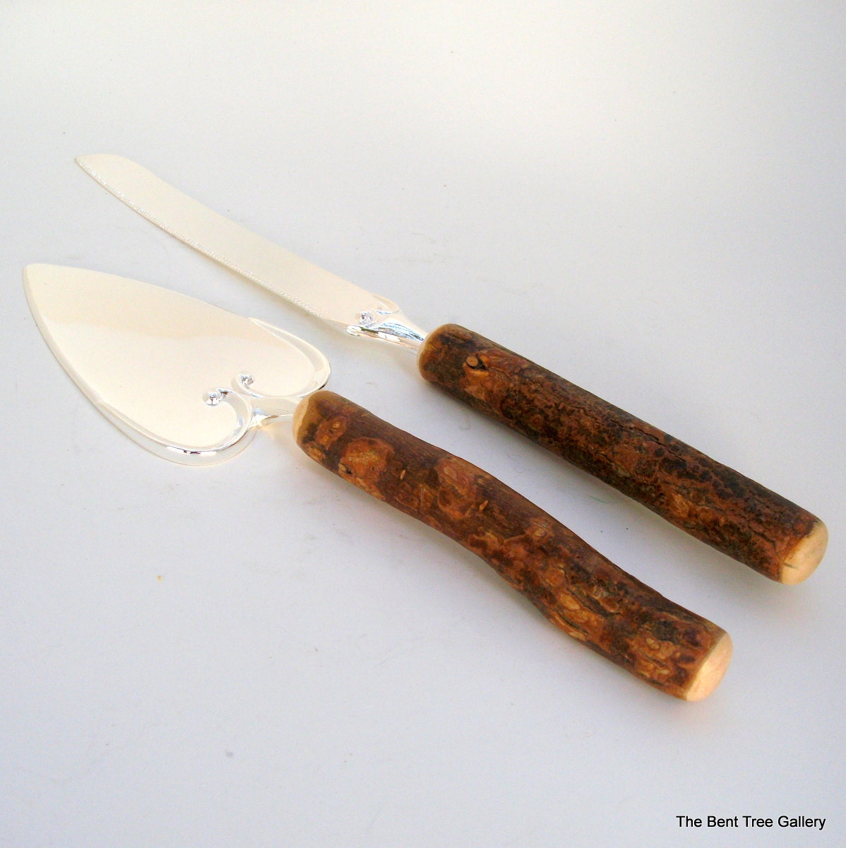 Rustic Wedding Cutlery with Cake Server and Cake Knife Straight Handles