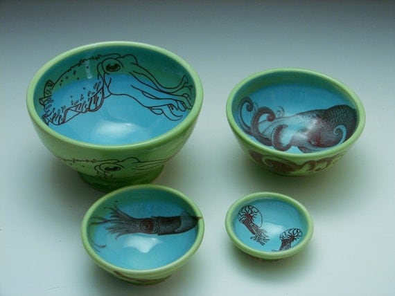 Cephalopod Nesting Bowl Set/ pottery