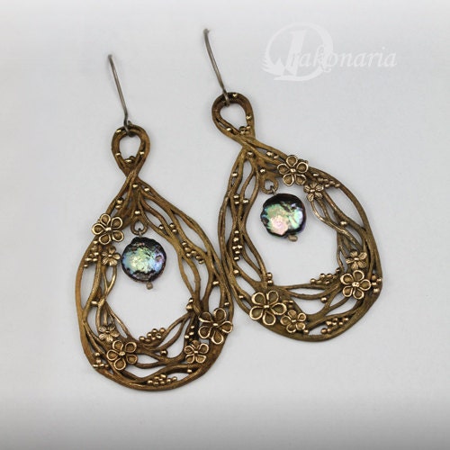 Twigs with flowers - earrings