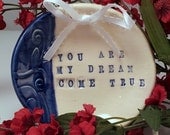 Wedding Ring Bearer Bowl Pillow Dish Wall Hanging Blue Dream Come True