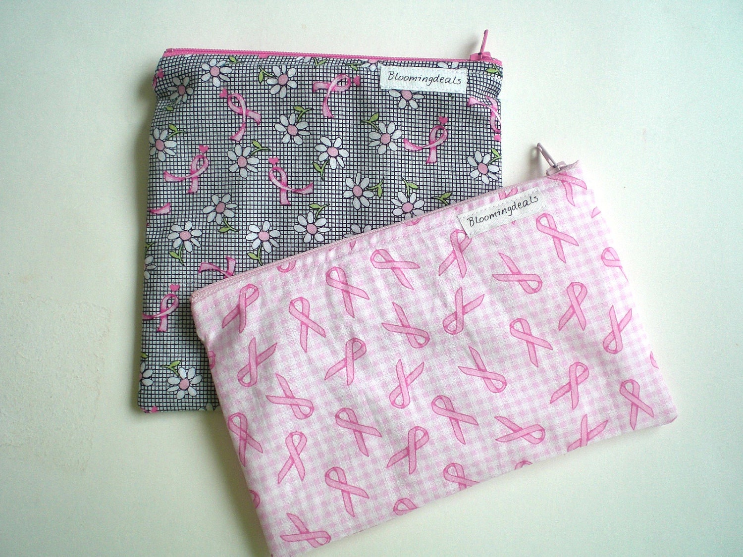 Reusable Snack and Sandwich Bag Set of 2 Breast Cancer Awareness Pink Ribbon