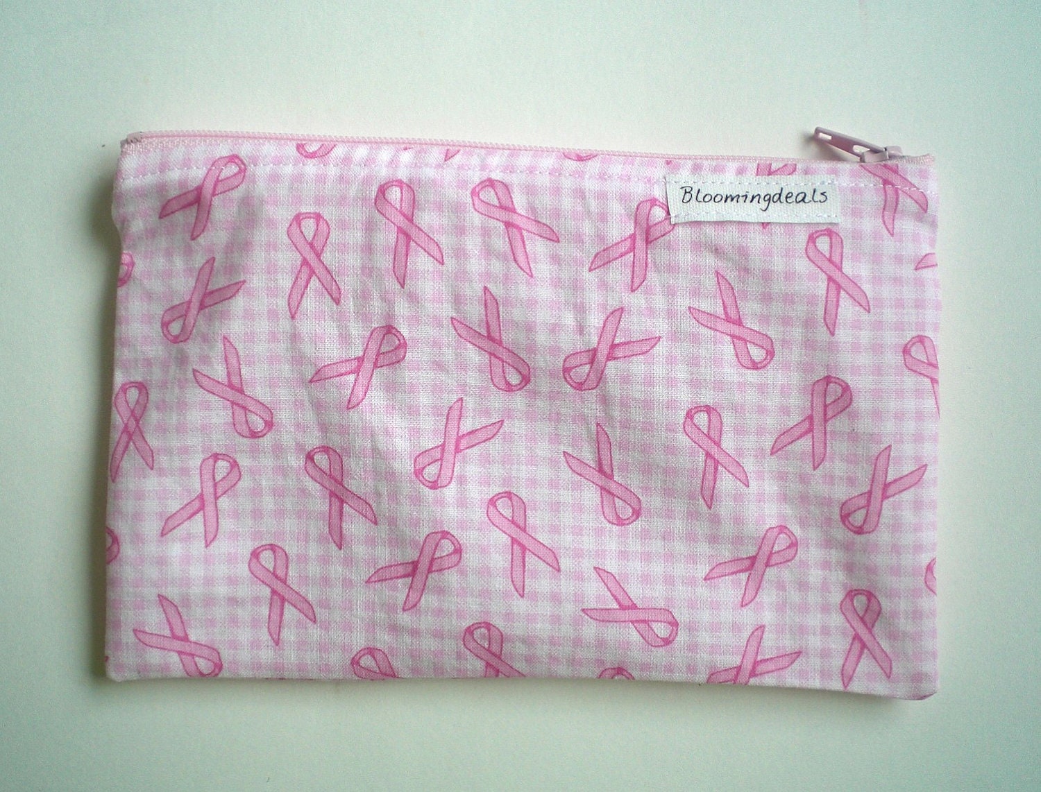 Reusable Zipper Snack Bag Small 4.5 x 7 Pink Ribbon
