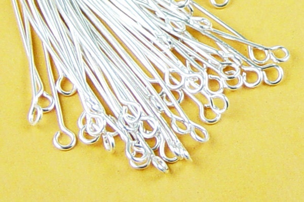 50 Eyepins Pins Shiny Silver Bright 1.5 inch (40mm) 21 gauge (1031pin40s1) ... last remaining packages
