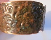On SALE copper cuff bracelet rustic patina  boho chic