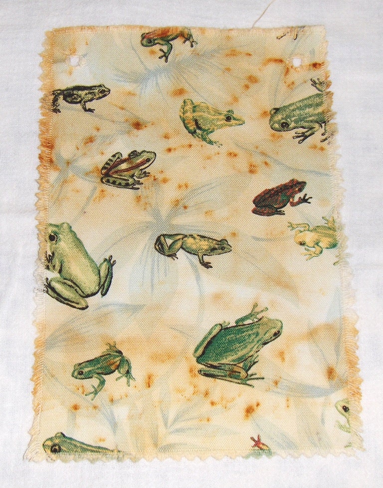 Hand Dyed Fabric with Rust and the Sun  Frogs  two  free shipping within USA