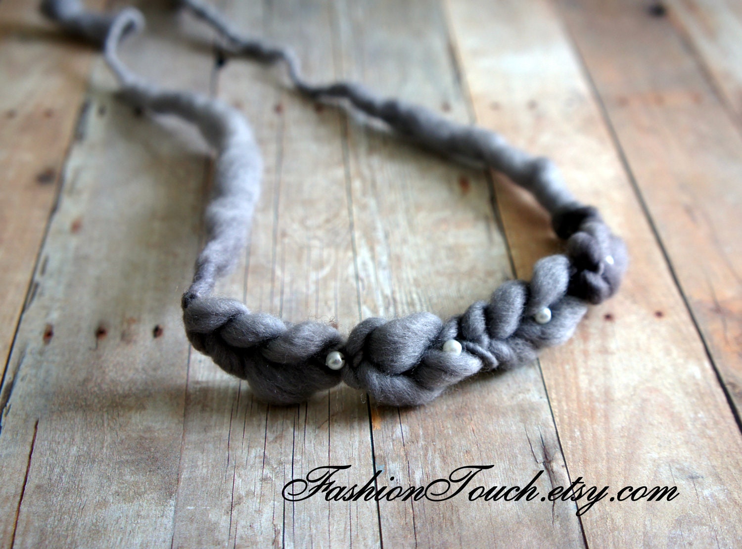 Grey Braided Headband, Tie Back Headband Newborn Photo prop