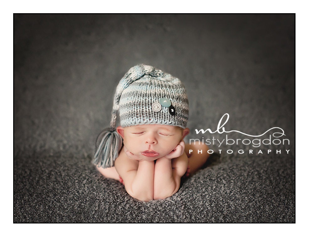 Baby Photo Prop Cute as a Button Stocking Baby Hat, Knit Baby Hat