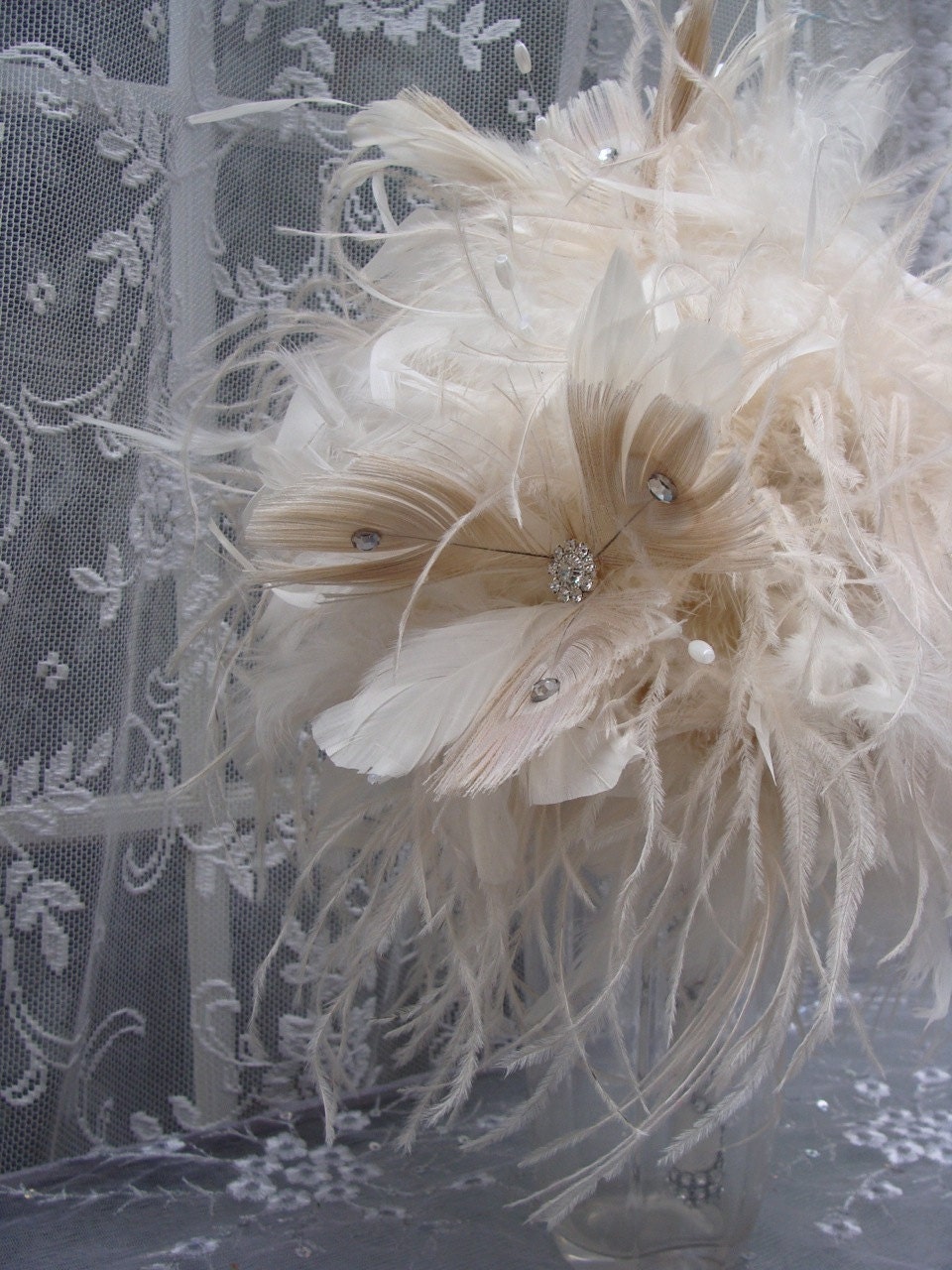 Ostrich and Peacock Feather Bouquet or Centerpiece Decoration