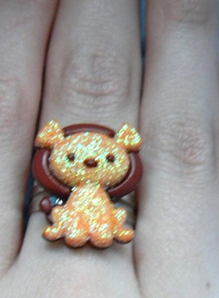 Lion Ring on Adjustable Base Glittery and Sparkly