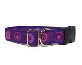 Purple Floral Tag or Buckle Dog Collar OPA 1" wide