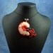 Burgundy Nautilus Necklace, Dark Red Polymer Clay Cephalopod Jewelry