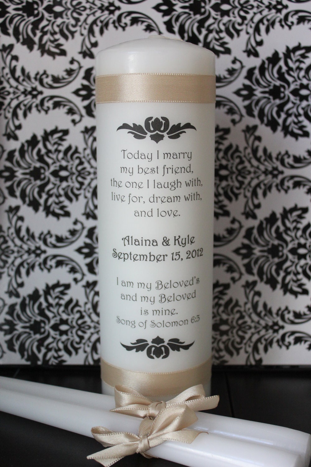 Scroll Design Personalized Unity Candle