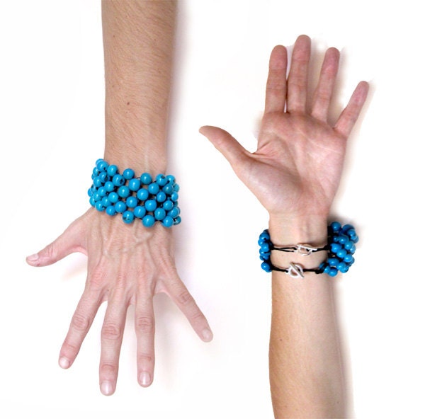 Blue Cuff Bracelet, beaded bracelet, statement jewelry, chunky bead bracelet, ecofriendly seed beads, acai bracelet