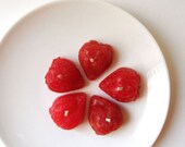 STRAWBERRY CAKE TOPPER Candles - 5 Super Cute Strawberries - strawberry fields scented