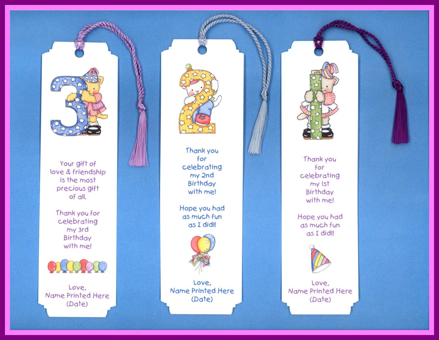 Items similar to 12 Birthday Party bookmarks favors girls boys kids ...