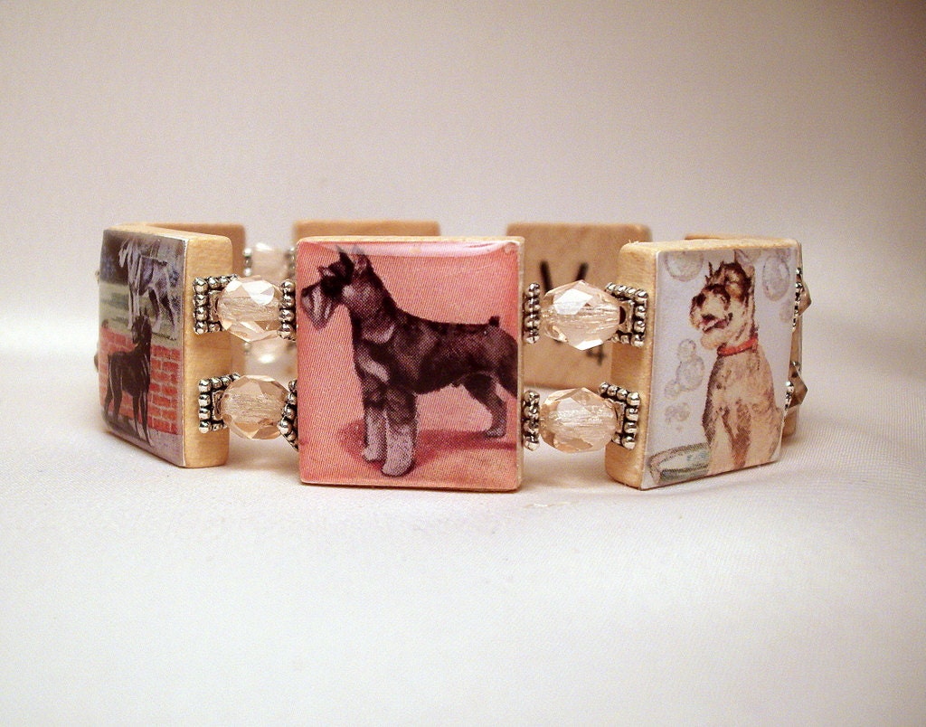 UPCYCLED SCHNAUZER Bracelet / Scrabble JEWELRY / Dog Lover Gift