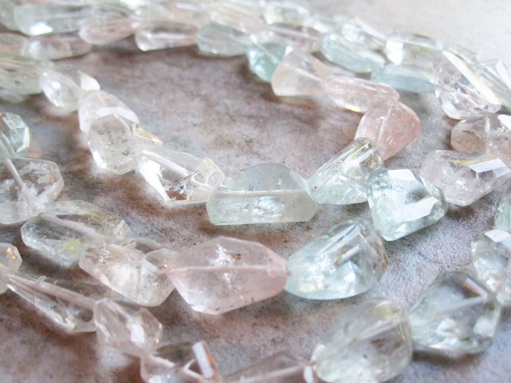 Multi Color Aquamarine Faceted Nuggets