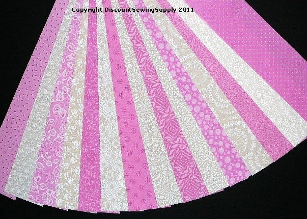 Pink White & Beige Jelly Roll Quilt Strip Pack Cotton Quilting Fabric Die Cut No Dups