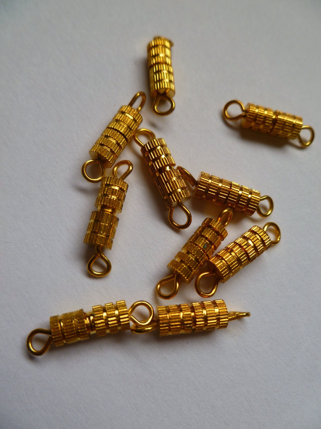Clasp, barrel, gold-finished brass, 9x4mm. Sold per pkg of 10.