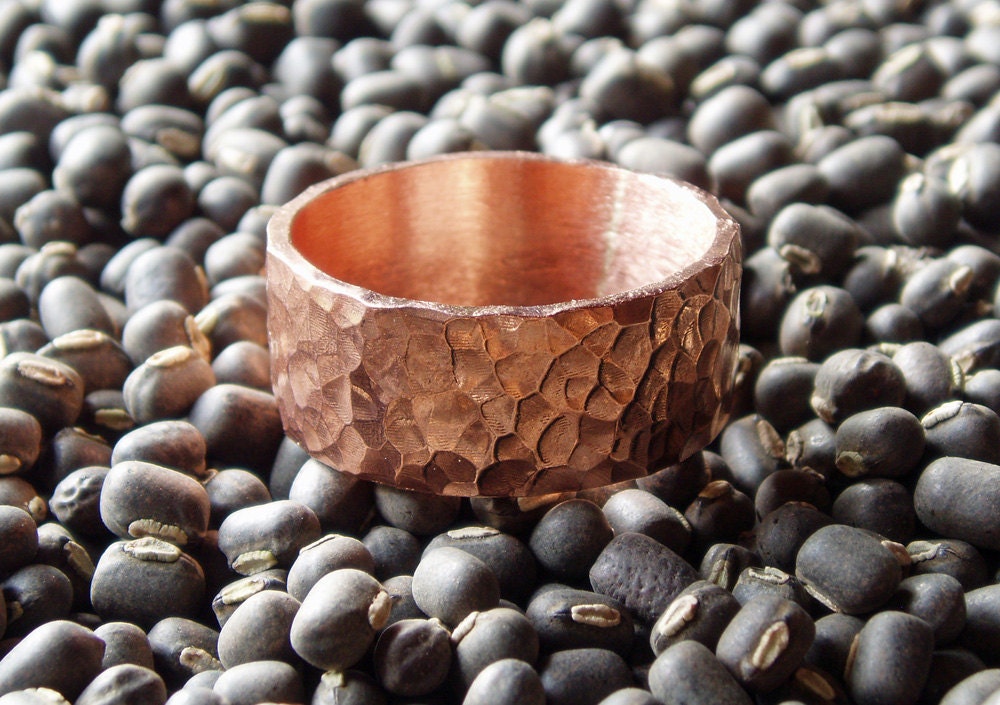 copper jewelry - hammered copper ring - wide metalwork ring - elegant artisan hammered copper band - made to order