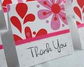White with Pink Flowers Mini Thank You Cards 2x2 (6)