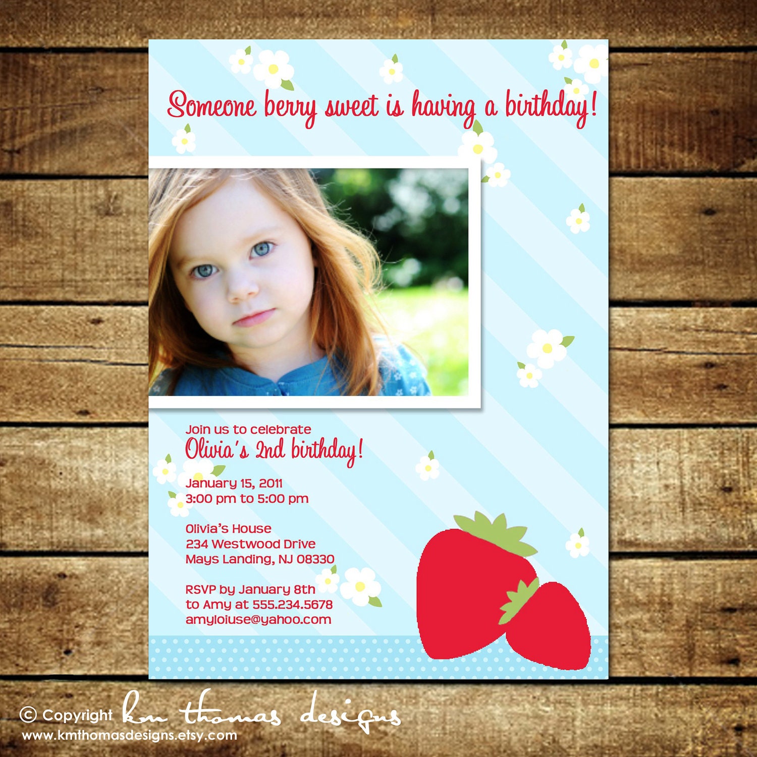 BERRY SWEET ...Custom Birthday Photo Invitation...by KM Thomas Designs Il_570xn