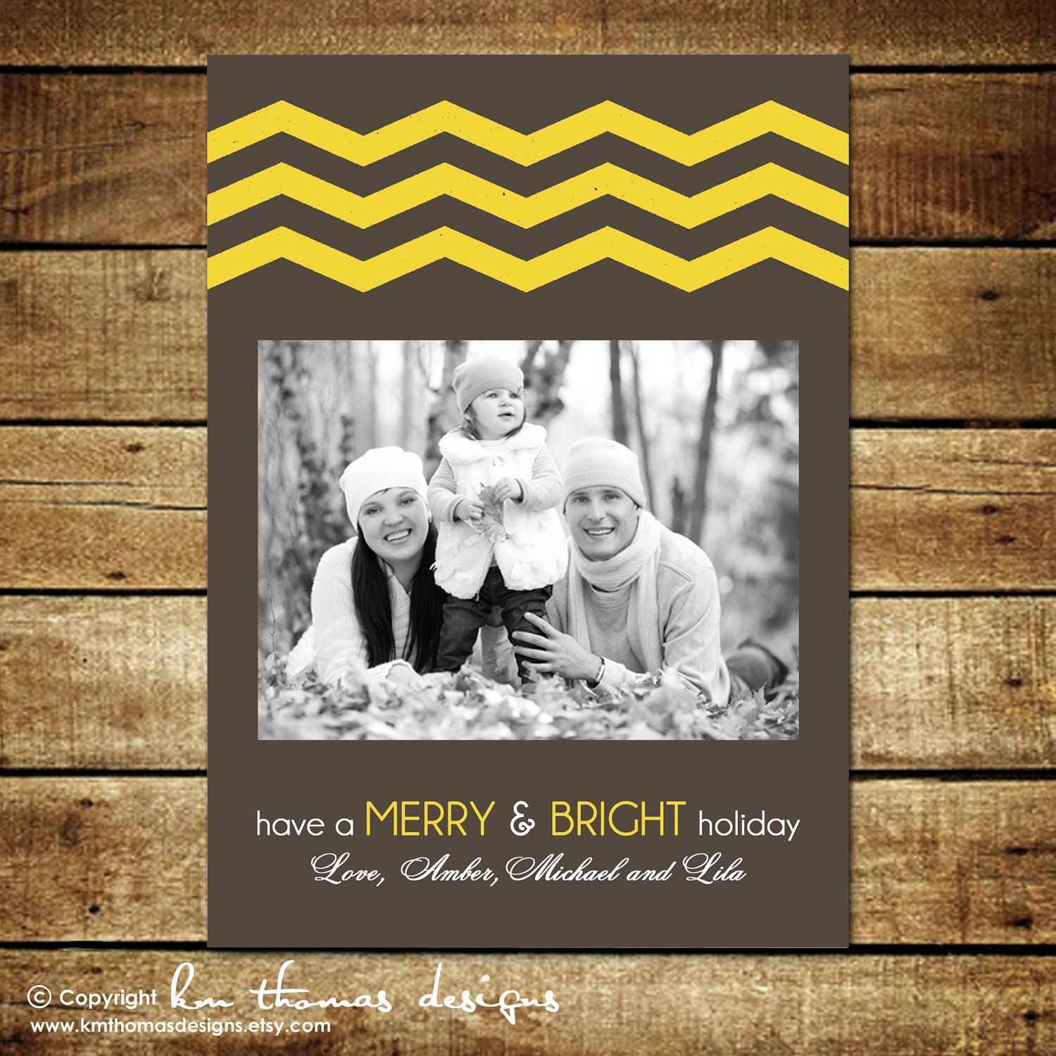 A BIT of CHEVRON...Custom Photo Holiday Card...by KM Thomas Designs Il_570xn