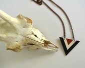 Yuchi Buffalo Arrow Chevron Necklace in Black, Copper and Cream